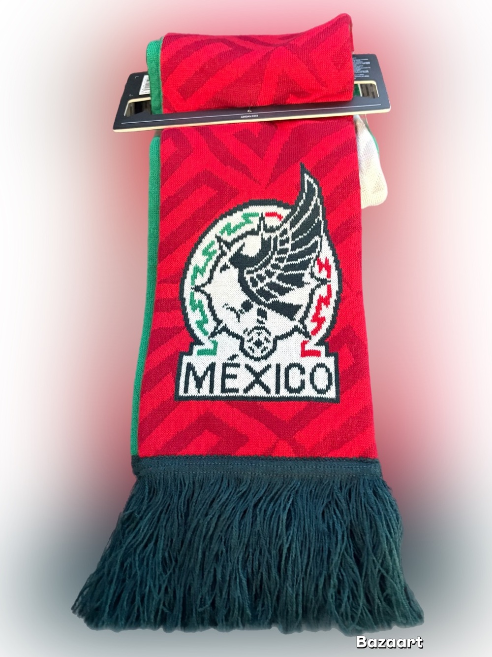 New adidas Mexico Red Soccer Scarf with Green Trim - Brand Adidas
